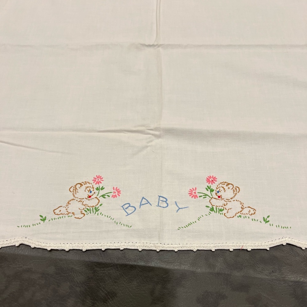 Vintage embroidered baby toddler sheet